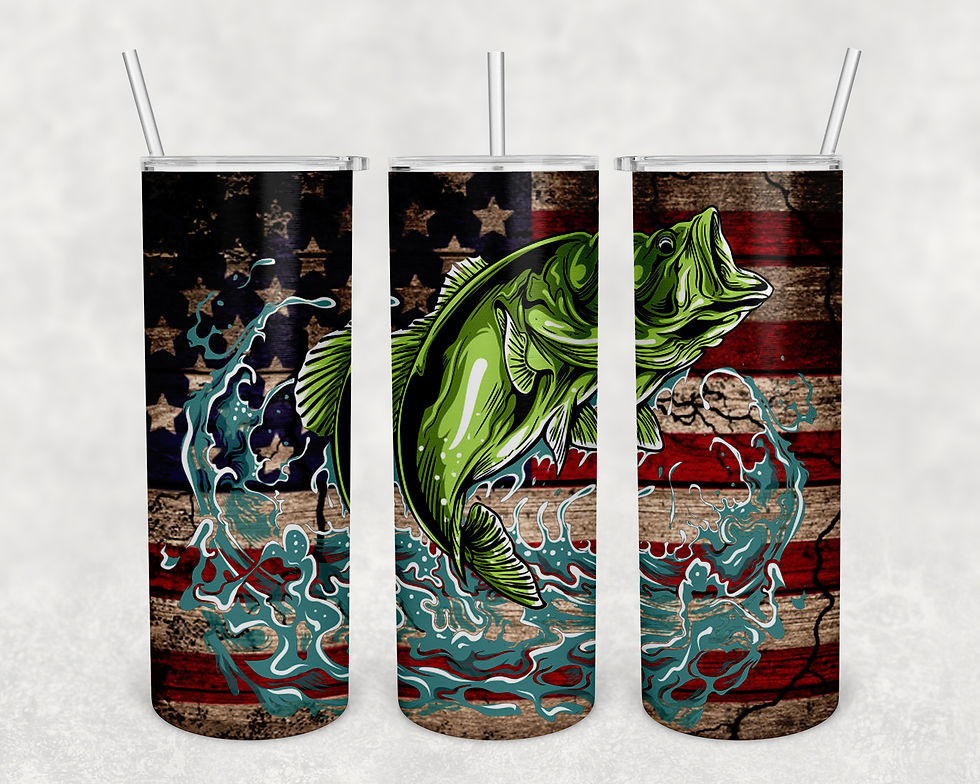 Jumping Fish Tumbler with optional plastic straw