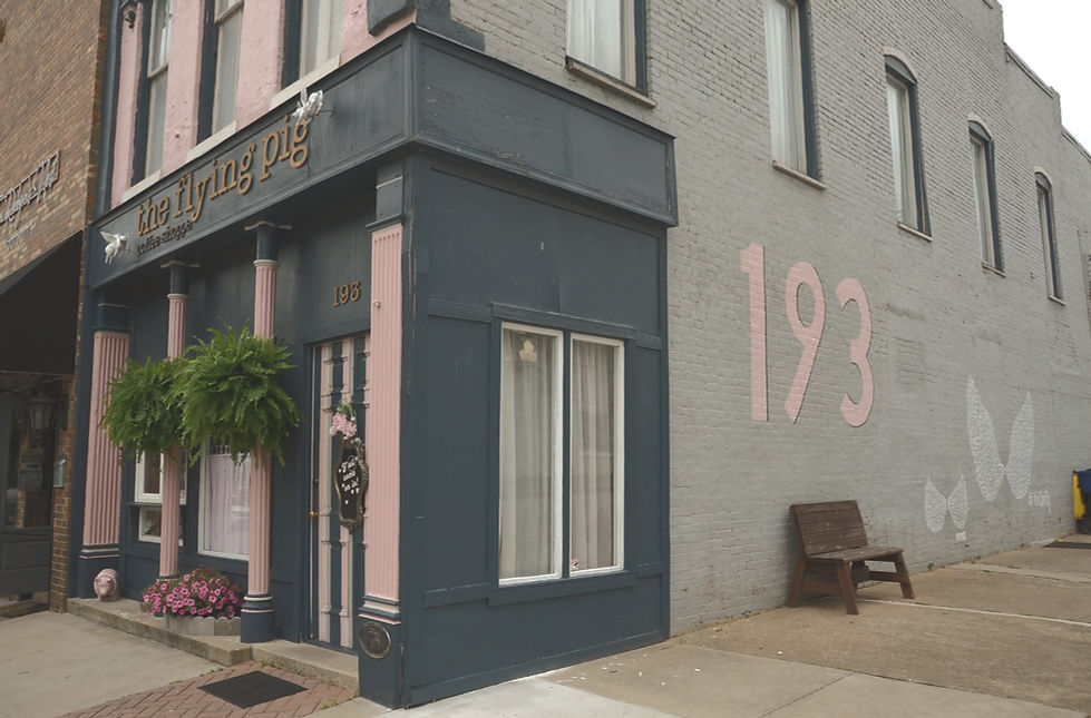 Front view of the Flying Pig Coffee Shoppe