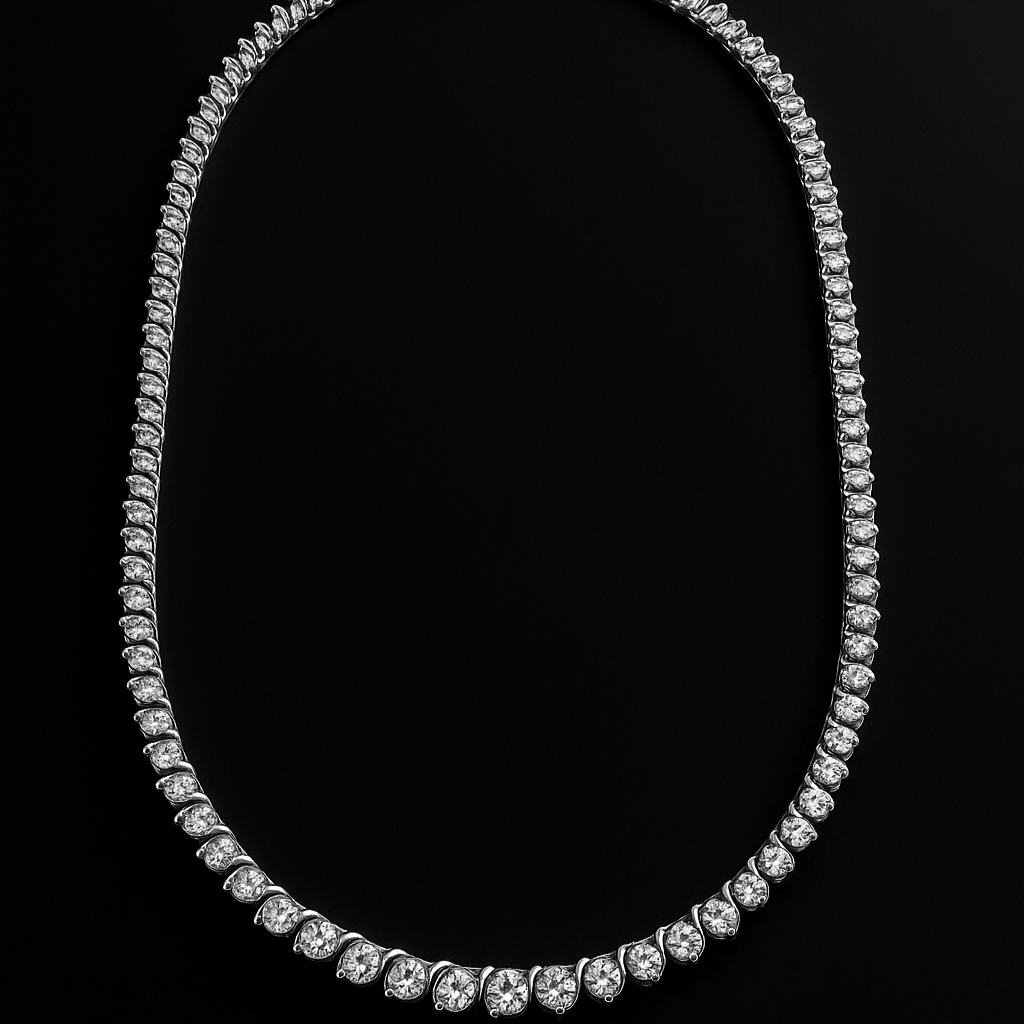 Luxus Tennis-Collier 4,50 ct Brillanten - 585 Weißgold, Zertifikat