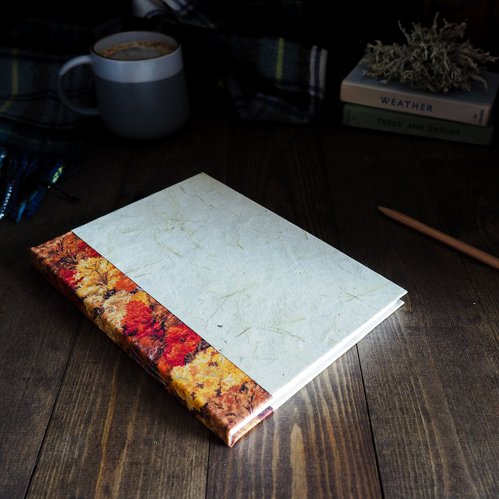 Thumbnail: A handmade A5 notebook with handmade paper cover