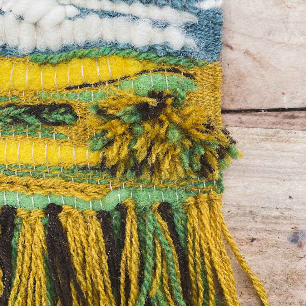 Thumbnail: Fringed detail of the woven wall-haning