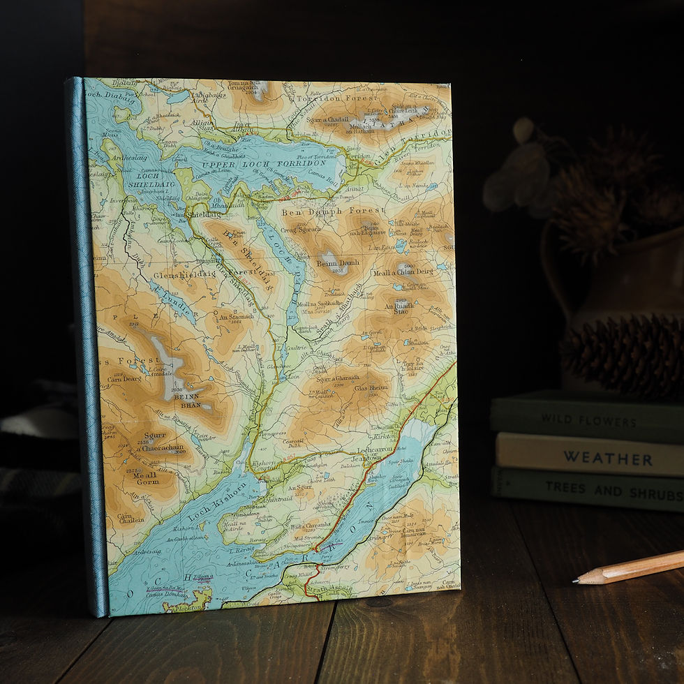 A5 handmade sketchbook with second hand map cover