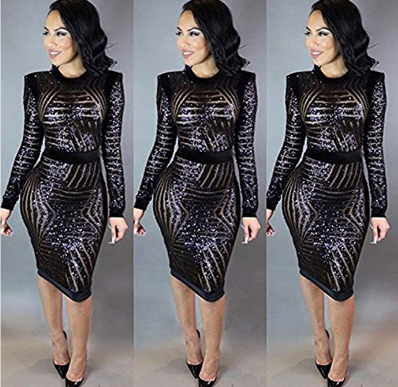 Thumbnail: Sexy Black Designer Dress Knee Length