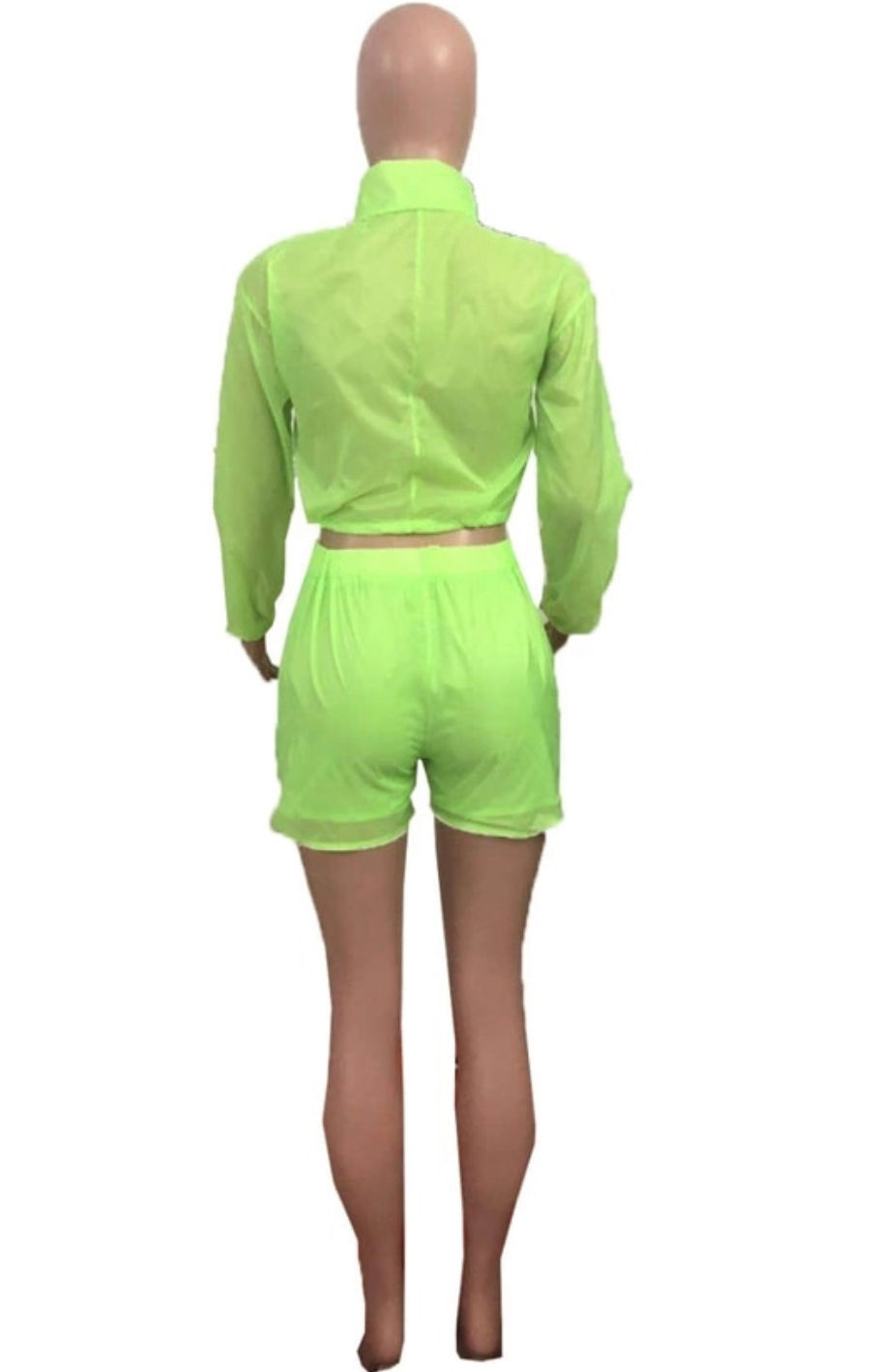 Thumbnail: sexy bodycon tracksuit Summer fluorescent top+shorts two pieces Sets 