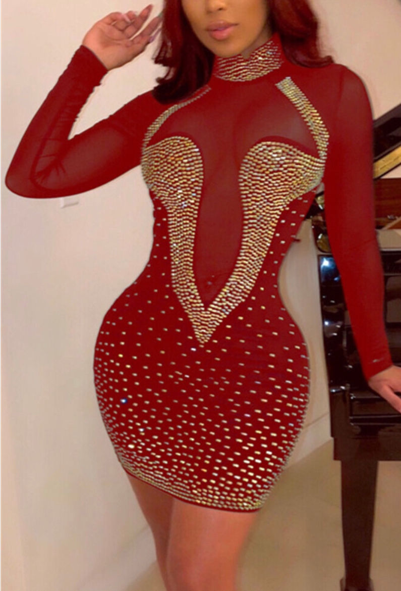 Thumbnail: Fashion Sexy Gauze See Through Tight Dress