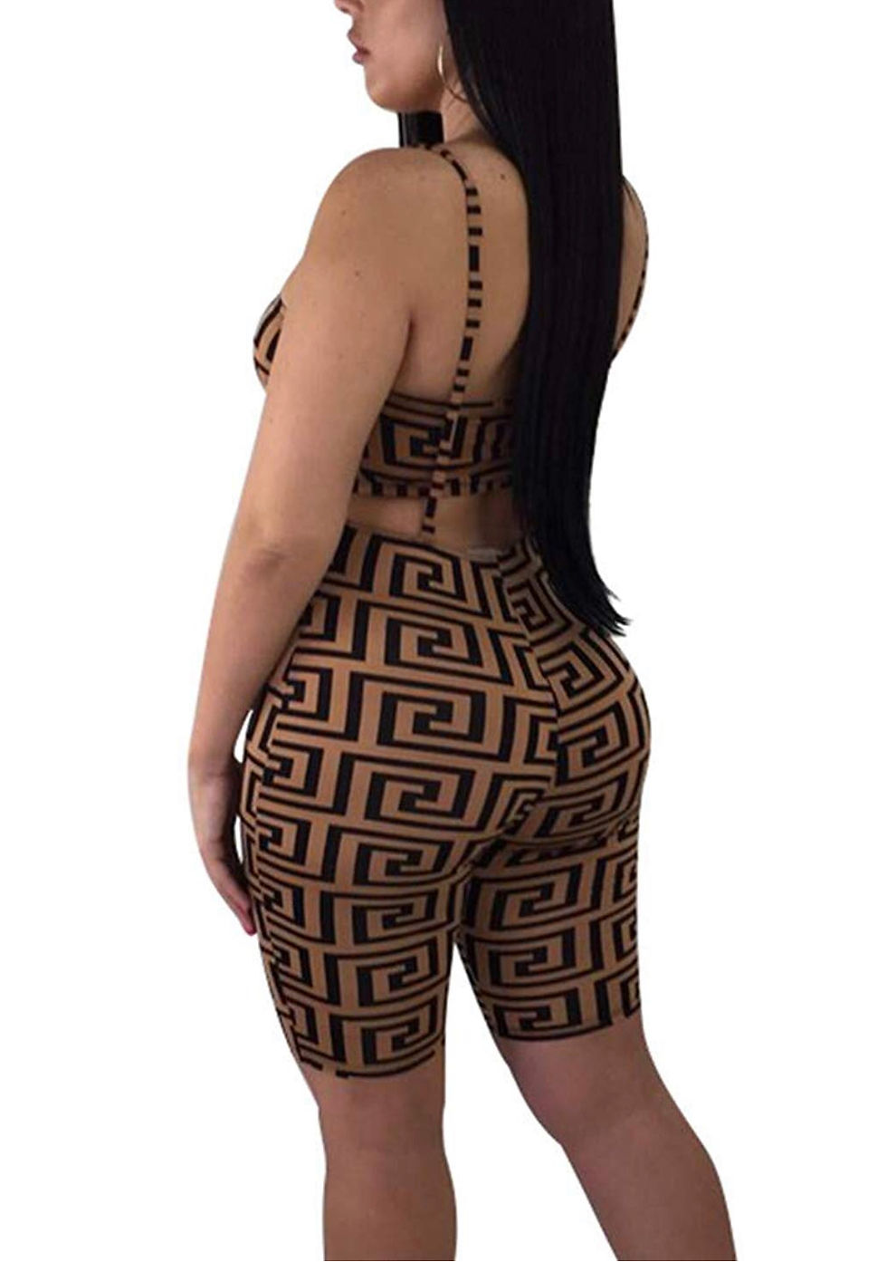 Thumbnail: Women's 2 Piece Outfits Sexy Crop Top Straps Shorts Pants Bodycon Jumpsuit Set