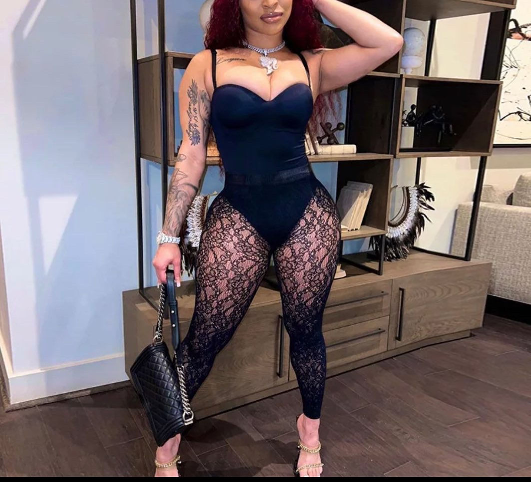 Black Leggins Mesh Bodysuit 2pc Set