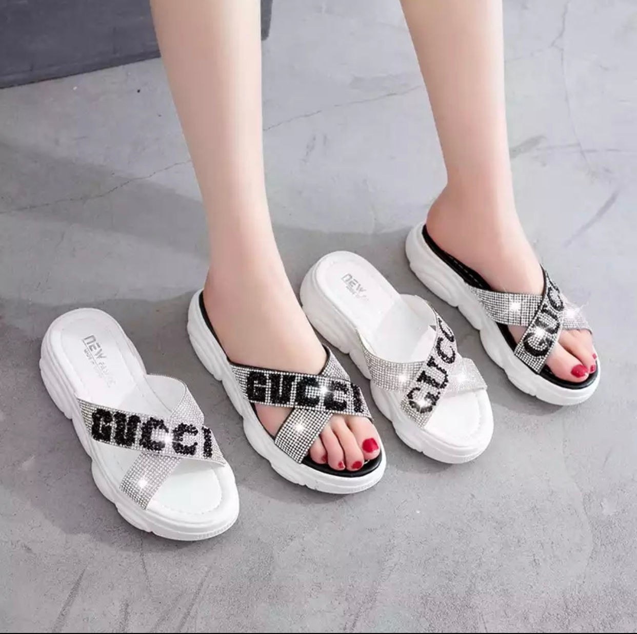 Gucci Print Rhinestone Sandal