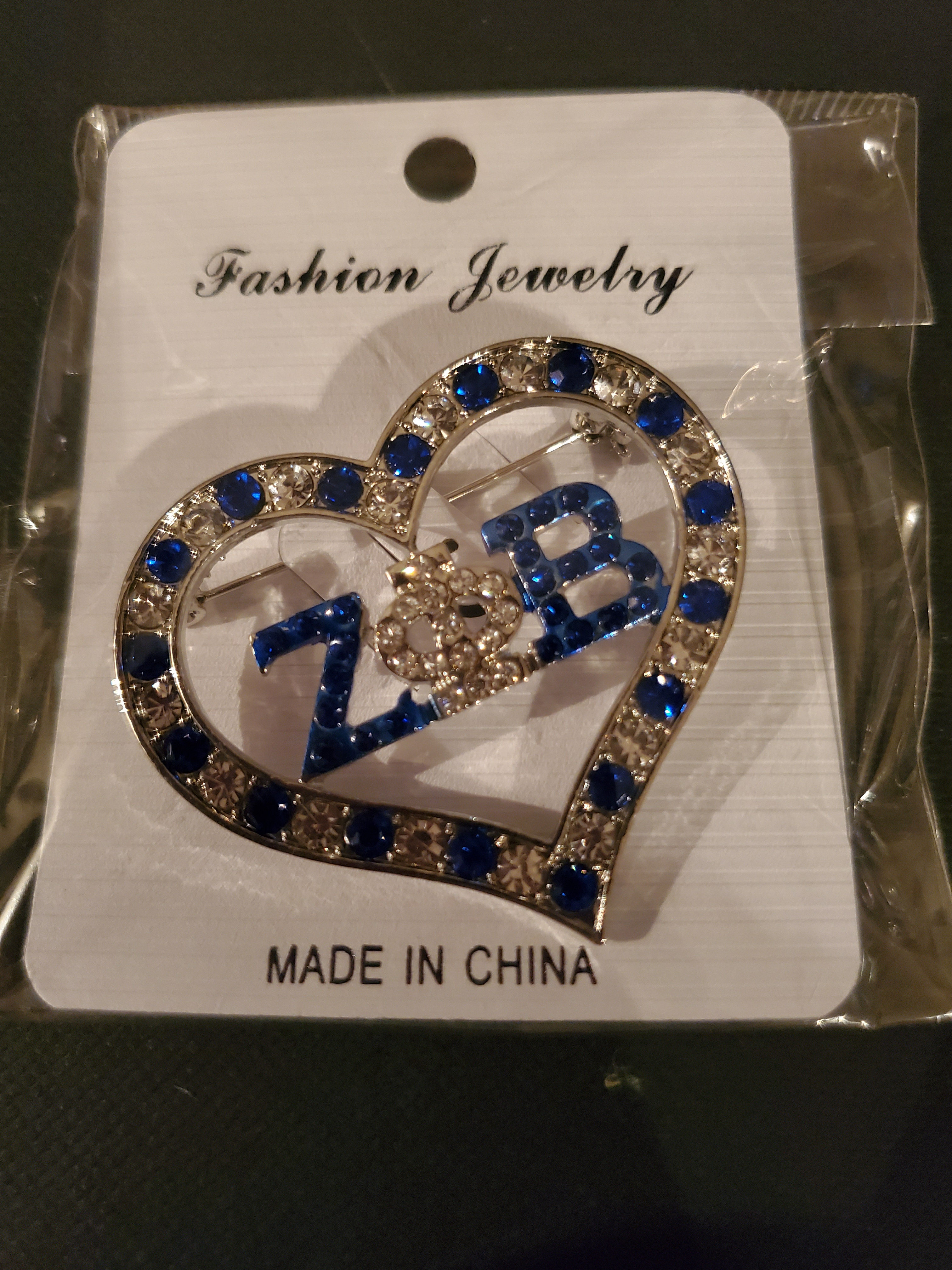 Zeta Heart Bling Pin