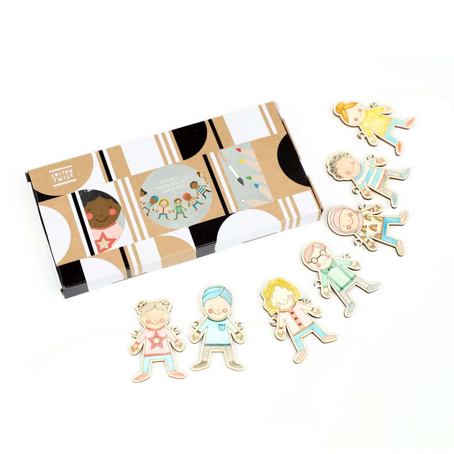 Wooden 'paper Dolls' Garland Craft Kit