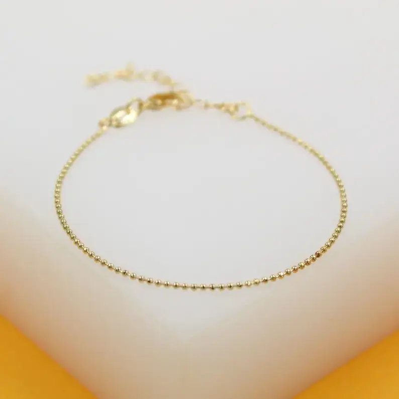Thumbnail: 18K Gold Filled 1mm Ball Bracelet