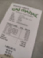Bill at Taj Mahal/Mandarin Restuarant in Marmaris