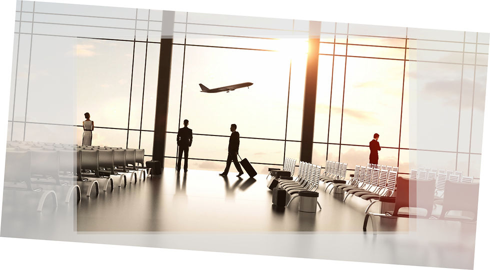 A modern airport departure lounge