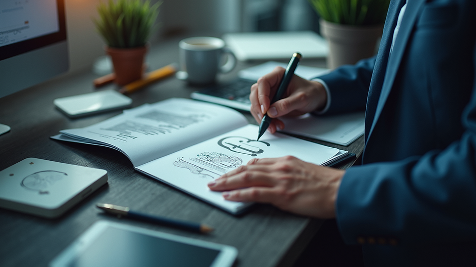 High angle view of a creative logo design process