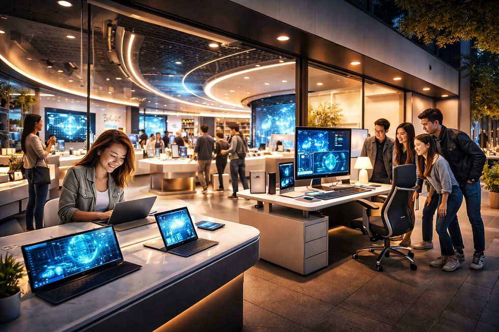 bilgisayarlarla dolu bir çalışma alanı