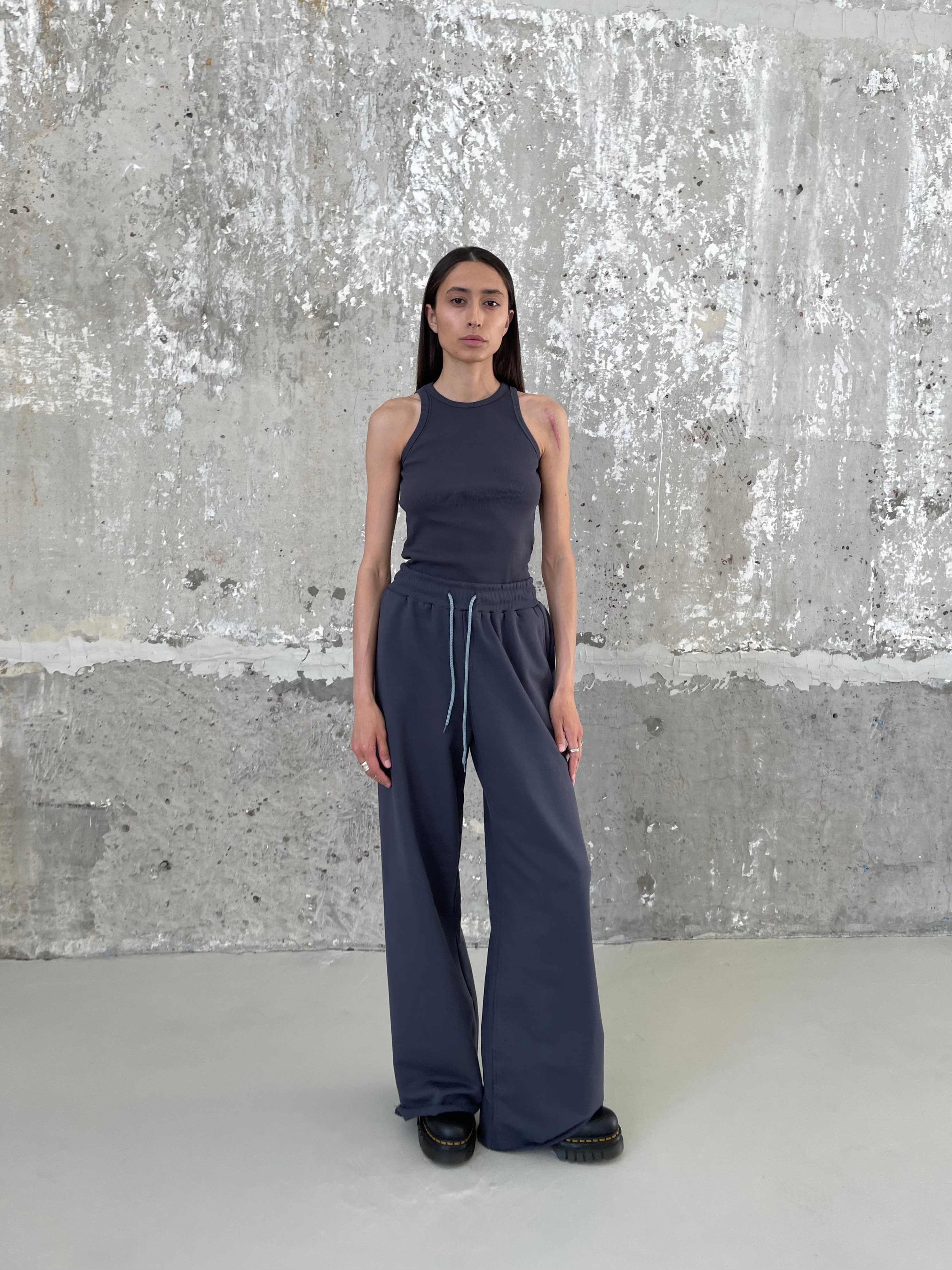 Штани палаццо темно-сірі