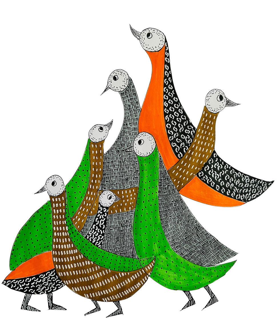 Thumbnail: Handmade Colorful Duck Gond Painting Print