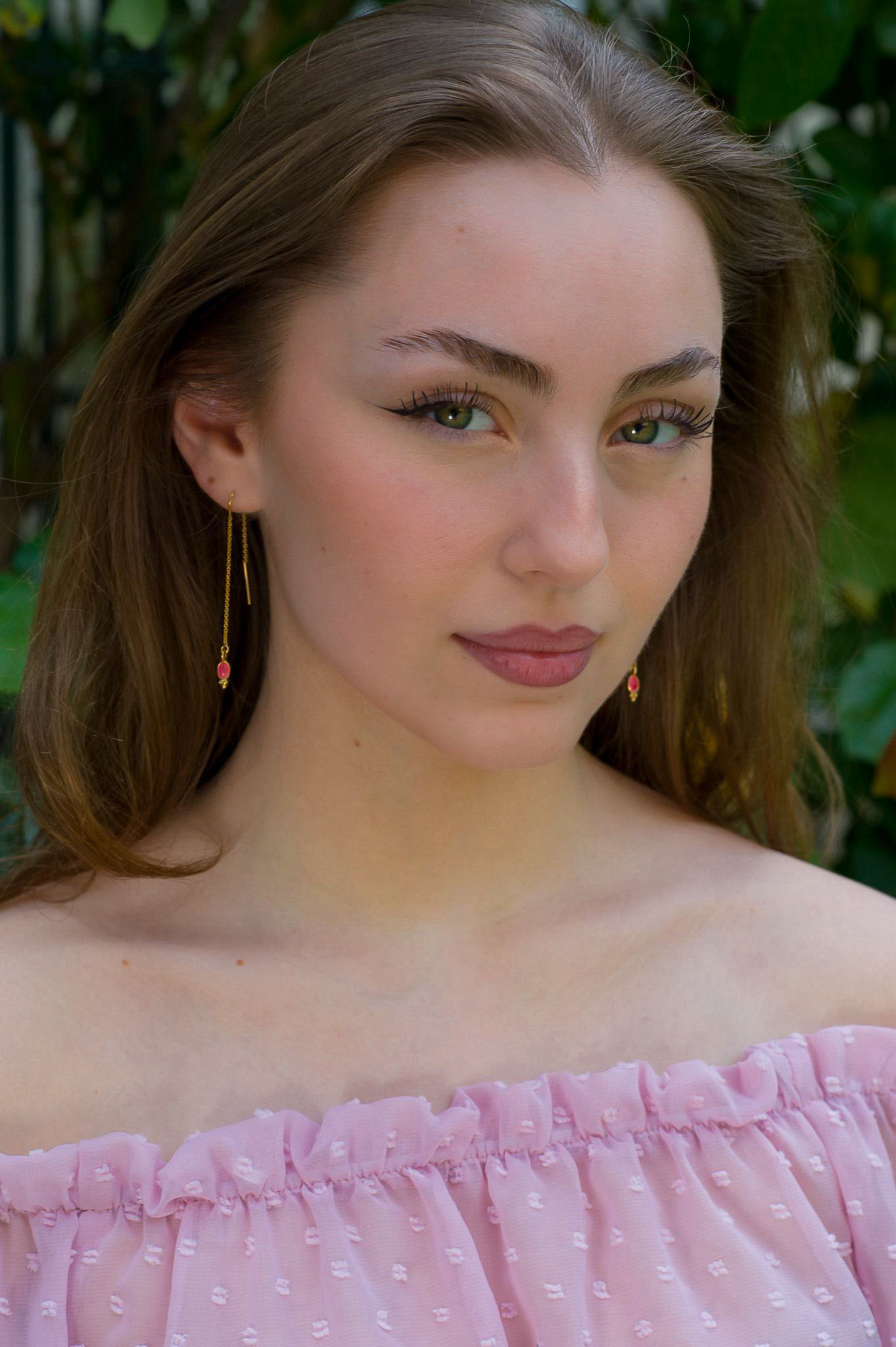 Boucles d’oreilles agate rose teintée 