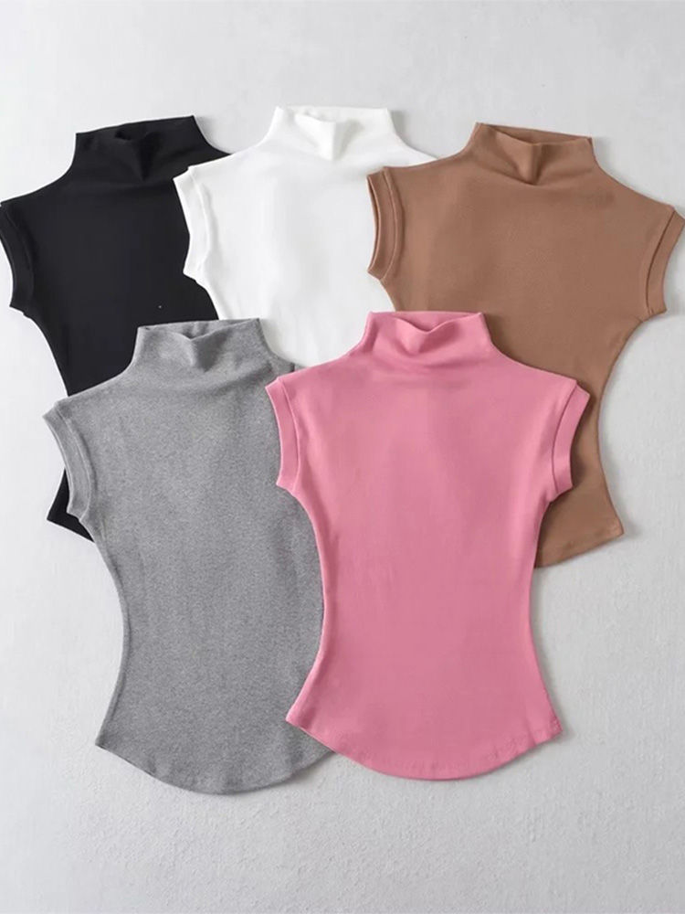 The HighSlim Top – High Neck Sleeveless Slim Fit Ribbed Top