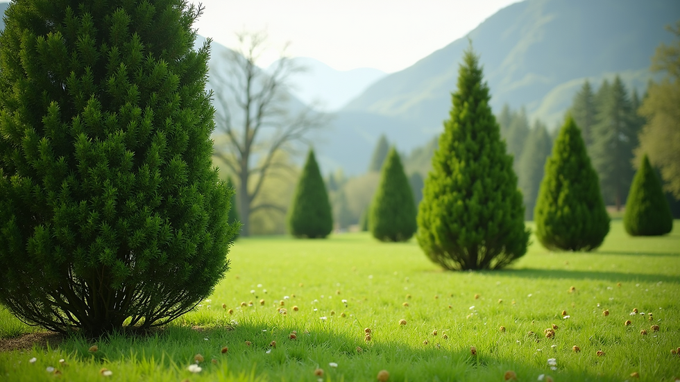 Wide angle view of a beautiful landscape with well-maintained trees