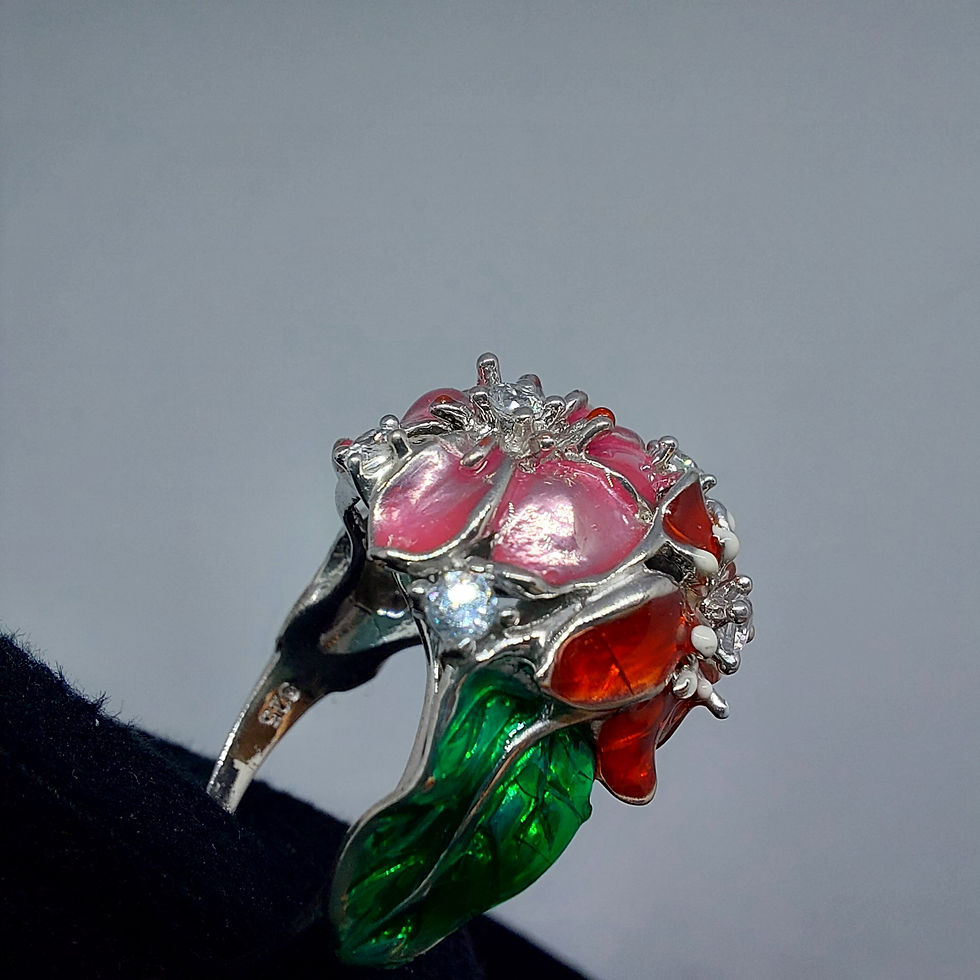 Thumbnail: Rhodium Plated Silver Ring - 154