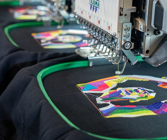 multicoloured complex embroidery design london