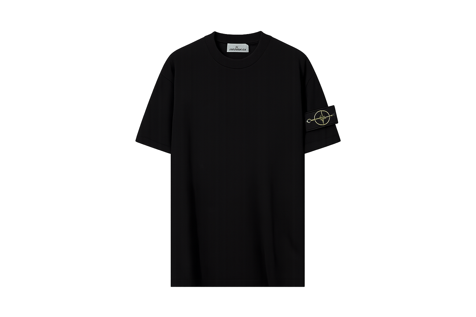 Remera Stone Island Negra Básica con Parche