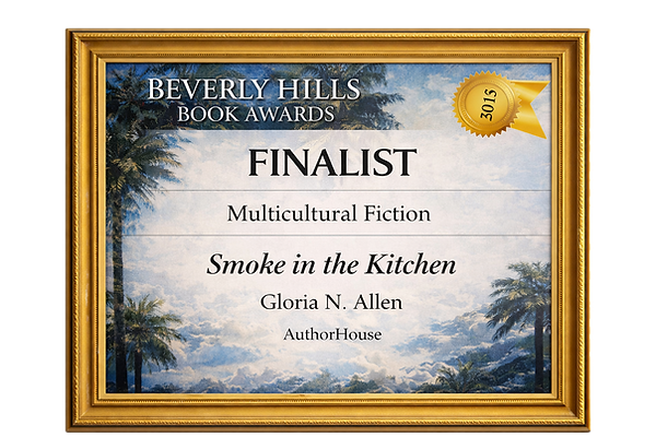 Beverly Hills Book Awards Finalist seal for Smoke in the Kitchen by Gloria S. N. Allen.