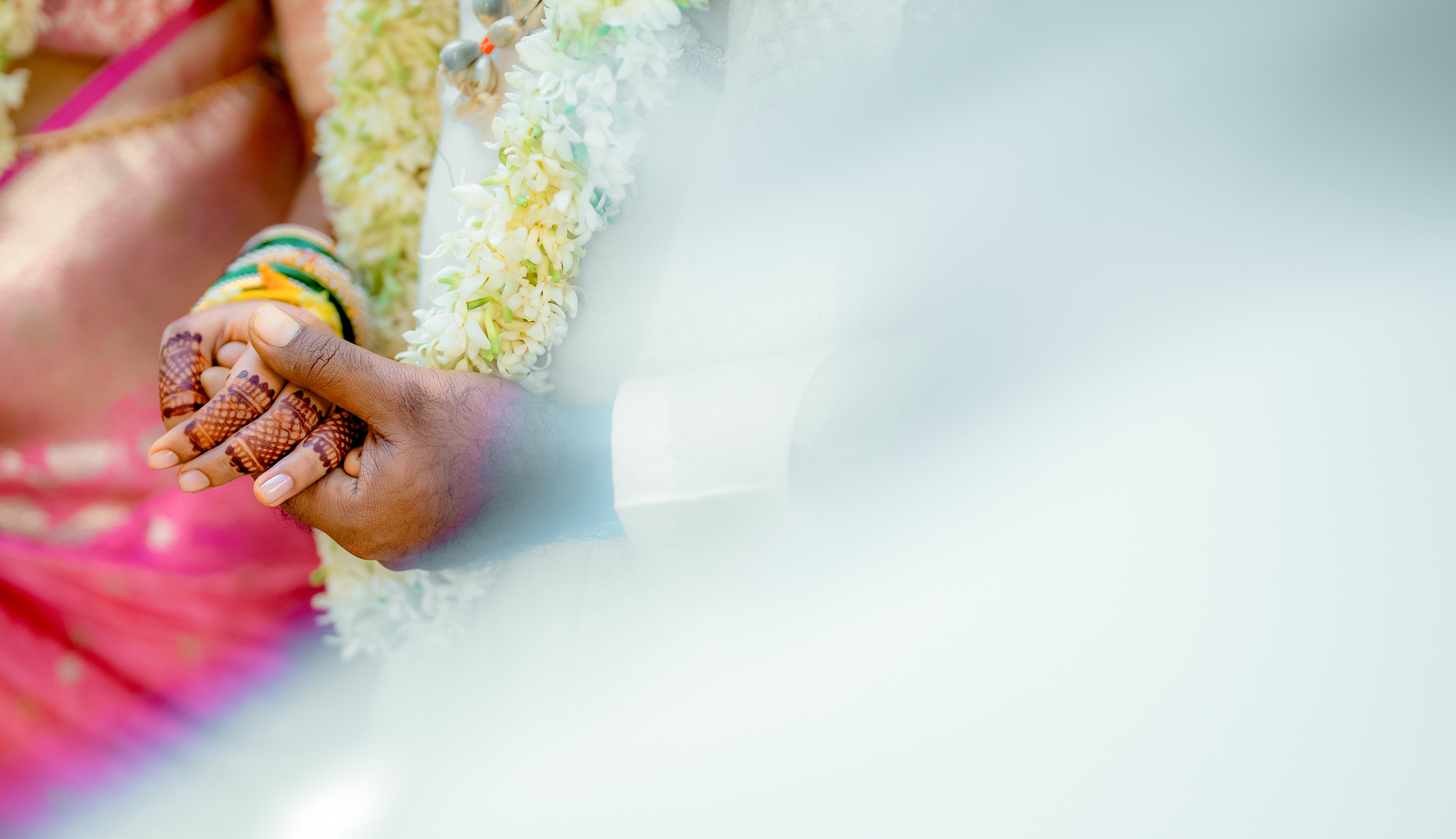 Wide angle view of a beautifully decorated wedding venue