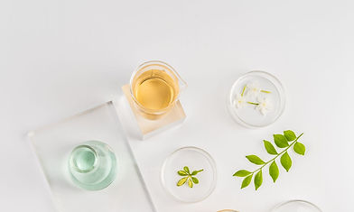 leaves plants and glass vials