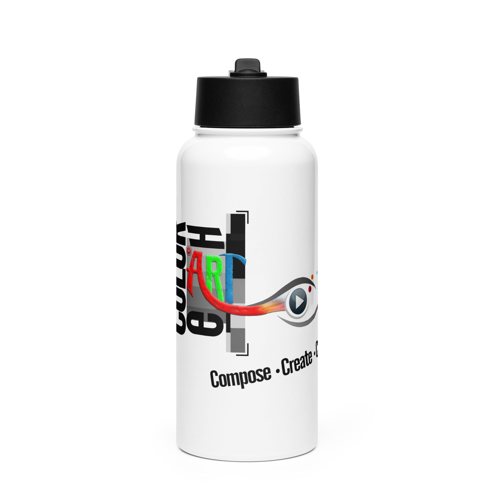 Stainless steel water bottle with a straw lid