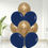 Thumbnail: bouquet with balloon in navy blue and gold colours
