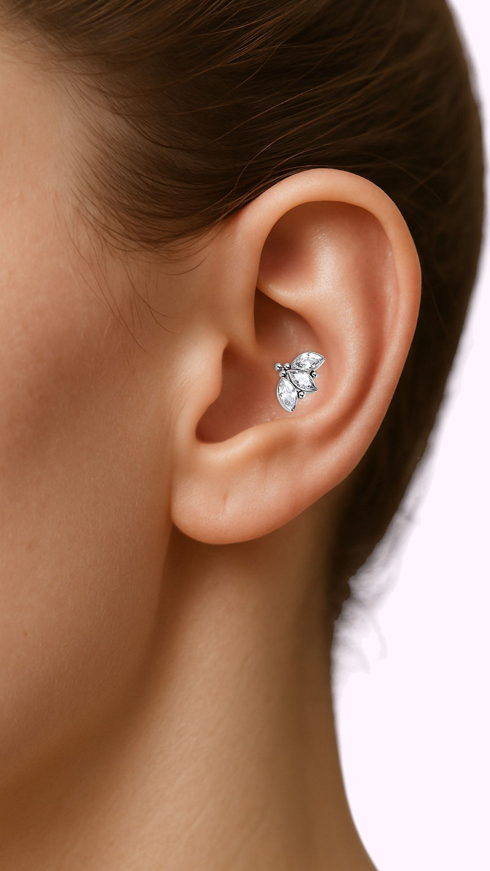 Miniaturbild: Titan Labret mit Marquise  Aufsatz 3-Stein 1-Bead