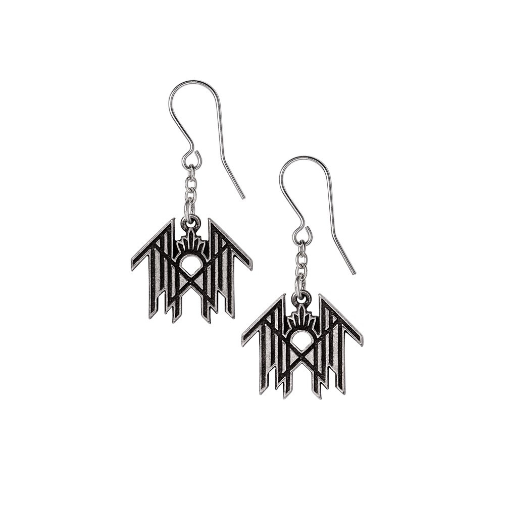 Sleep Token Logo Dangler Earrings - Handmade in Fine English Pewter with Fine Chain Links Embrace the mystery and emotional intensity of Sleep Token with these striking dangler earrings, featuring the band's symbolic logo handcrafted in fine English pewter. Suspended from delicate fine chain links, each earring moves with subtle flow, reflecting the atmospheric and ritualistic nature of the band's music. Perfect for fans drawn to Vessel's enigmatic presence and Sleep Token's powerful fusion of ambient, metal, and alternative sounds, these earrings offer a refined yet edgy accessory that carries meaning beyond style. • Sleep Token logo design in antiqued English pewter • Dangler style with fine chain links for movement and visual depth • Handcrafted in England from premium pewter • Lightweight, comfortable, and darkly elegant • A thoughtful accessory for fans of modern alt-metal and immersive music Subtle, symbolic, and full of presence , these Sleep Token earrings are designed for those who feel the music deeply.