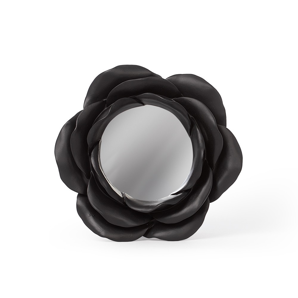 A hauntingly beautiful mirror encased in sculpted rose petals, capturing the essence of a midnight bloom. The circular reflective centre contrasts with the dark, velvety resin petals, creating a piece that is both elegant and mysterious. Ideal for gothic home decor, this mirror adds a soft yet dramatic focal point to any space. • Circular mirror framed by sculpted gothic rose petals • Dark floral design inspired by a midnight bloom • Compact decorative mirror for shelves or vanities • Adds a romantic yet moody focal point to interiors • Made from durable resin with high-detail finish • Perfect for gothic, alternative, or vintage-inspired decor • Can be wall hung or free-standing, perfect for your boudoir Colour: Black