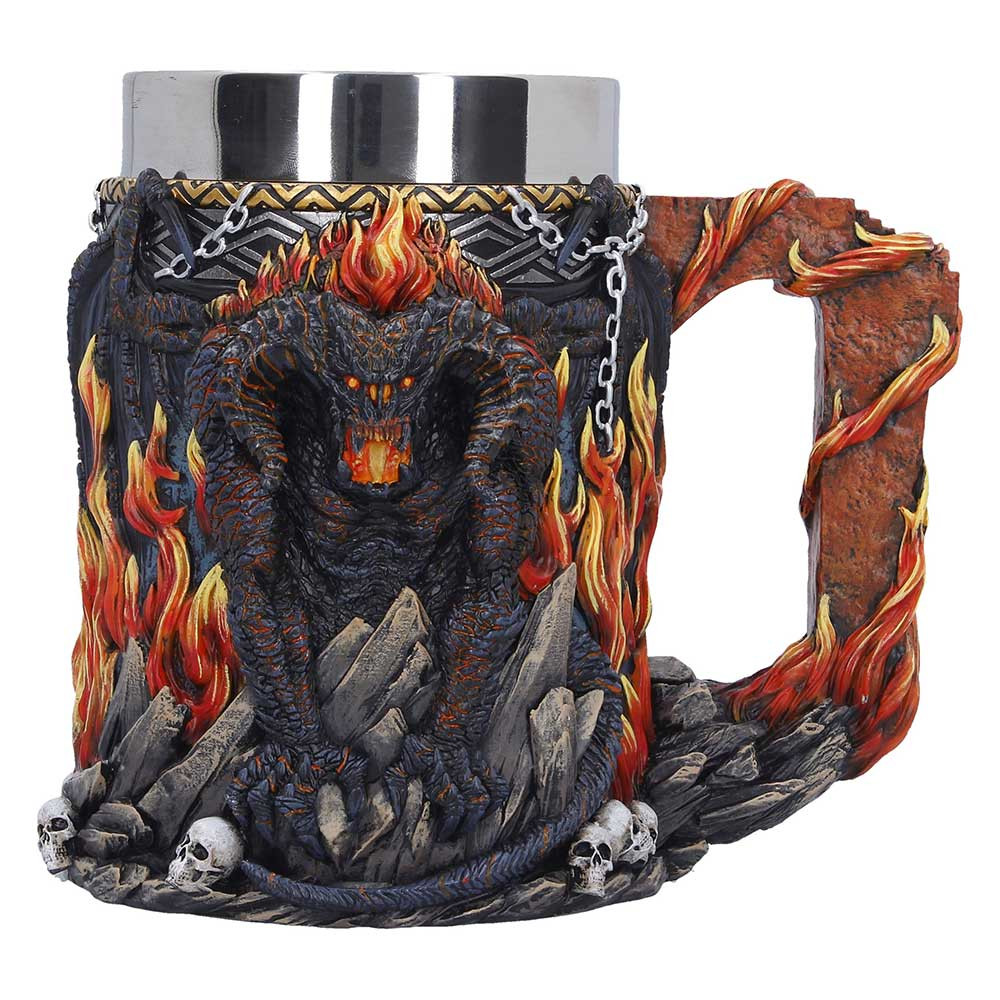Bring the fire of The Lord of the Rings to your collection with this officially licensed Balrog Tankard. Cast in high-quality resin and expertly hand-painted, it features a dramatic 3D sculpt of the fearsome Balrog on the front, with the iconic phrase You shall not pass on the back. Accented with flames, skulls, and rocky textures, it captures the intensity of the legendary Moria scene. Packaged in a full-colour branded gift box, it’s perfect for fans of Tolkien’s world, fantasy collectors, or anyone looking to add a fiery statement piece to their shelf.