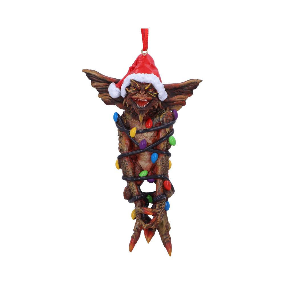 Gizmo and the Gremlins have taken Nemesis Now by storm! Here we see a mischievous Gremlin tangled up in lights after his crazed rampage! Ready to cause havok in its new home with a Santa hat placed on his head, this Gremlin is cast in the finest resin before being hand-painted and will become your most feared festive ornament.