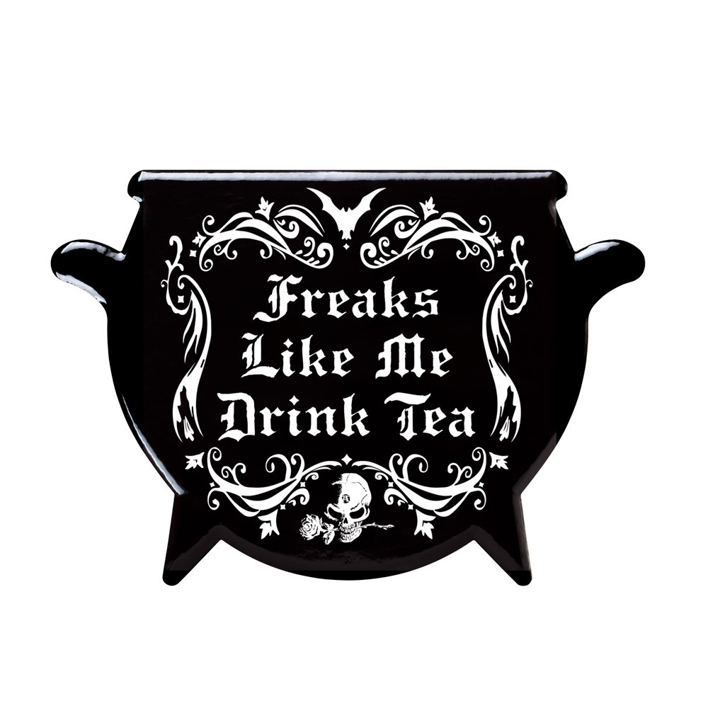 Alchemy designed Cauldron inspired coasters are here! This exclusive cauldron shape has been created to perfectly present our most popular Alchemy artwork! A sensational gift for the Witch or warlock in your realm. Designs available in the cauldron collection are: 'Ouija', 'Witches Brew', 'Nosferabru', 'Purrfect Brew', 'Magical Catnip', 'Bat Brew' & 'Freaks like Me'. There are 24 unique Alchemy design coasters start your collection today! Alchemy coasters are sold individually to enable you to choose the perfect combination for your crypt! Extraordinary design for extraordinary people. Colour: Black, White, Grey Box Qty: 12pcs Carton Qty: 144pcs