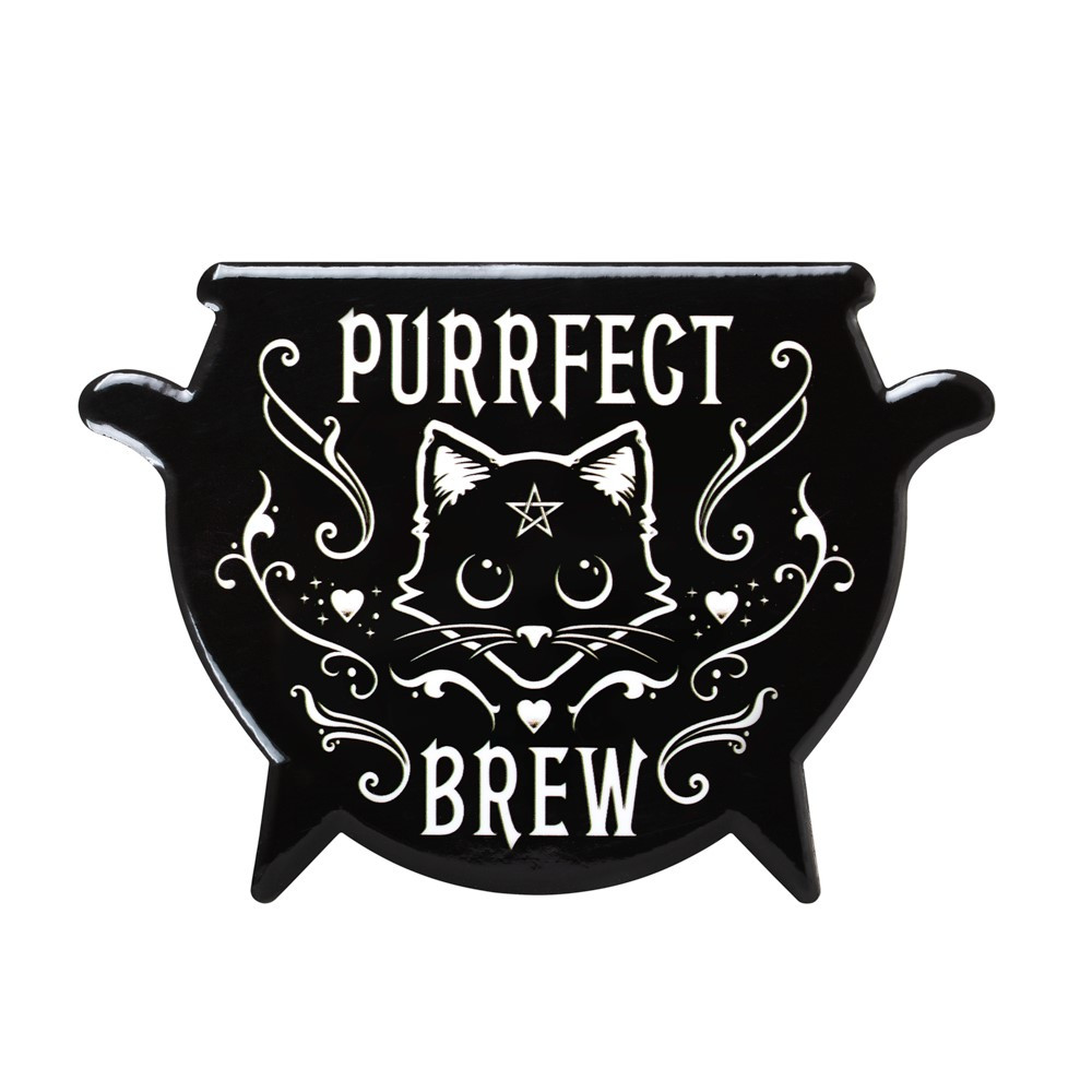 Alchemy designed Cauldron inspired coasters are here! This exclusive cauldron shape has been created to perfectly present our most popular Alchemy artwork! A sensational gift for the Witch or warlock in your realm. Designs available in the cauldron collection are: 'Ouija', 'Witches Brew', 'Nosferabru', 'Purrfect Brew', 'Magical Catnip', 'Bat Brew' & 'Freaks like Me'. There are 24 unique Alchemy design coasters start your collection today! Alchemy coasters are sold individually to enable you to choose the perfect combination for your crypt! Extraordinary design for extraordinary people. Colour: Black, White, Grey Box Qty: 12pcs Carton Qty: 144pcs