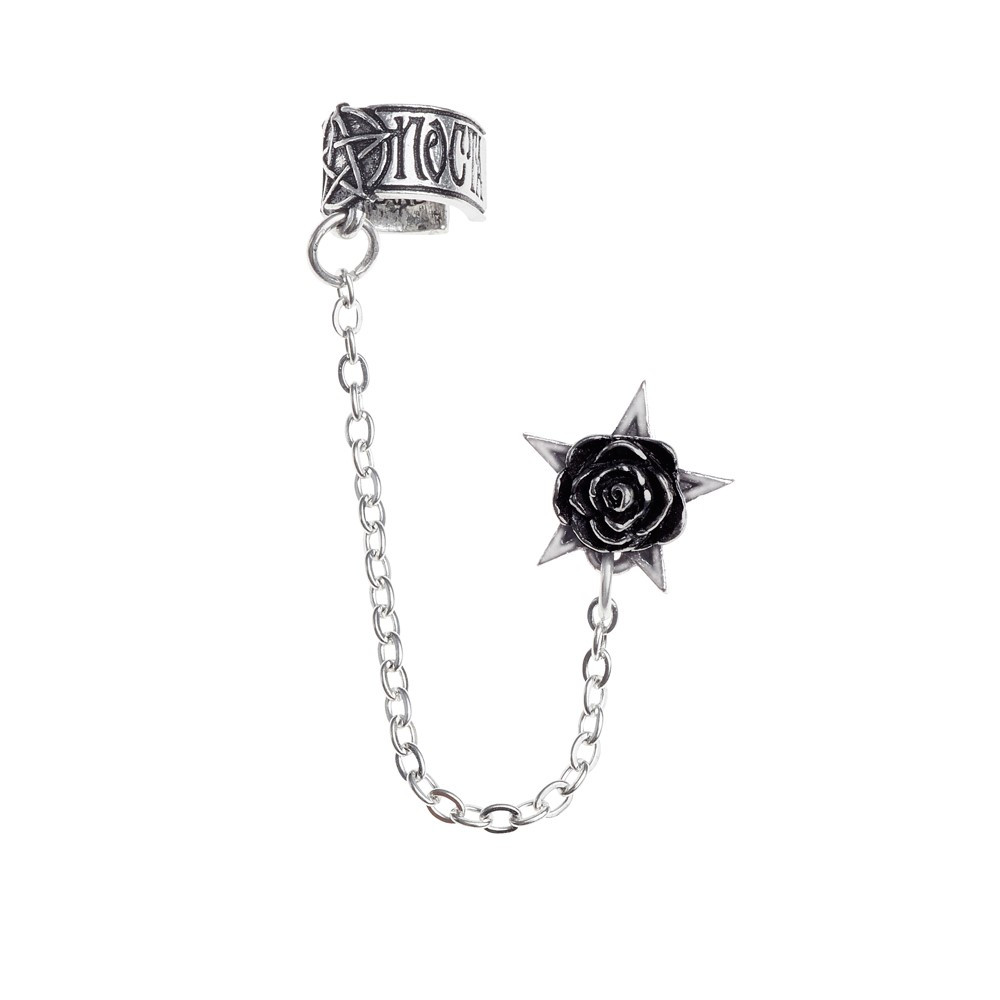 Conjuring the amorous magical properties of a combined pentagram and a black rose.