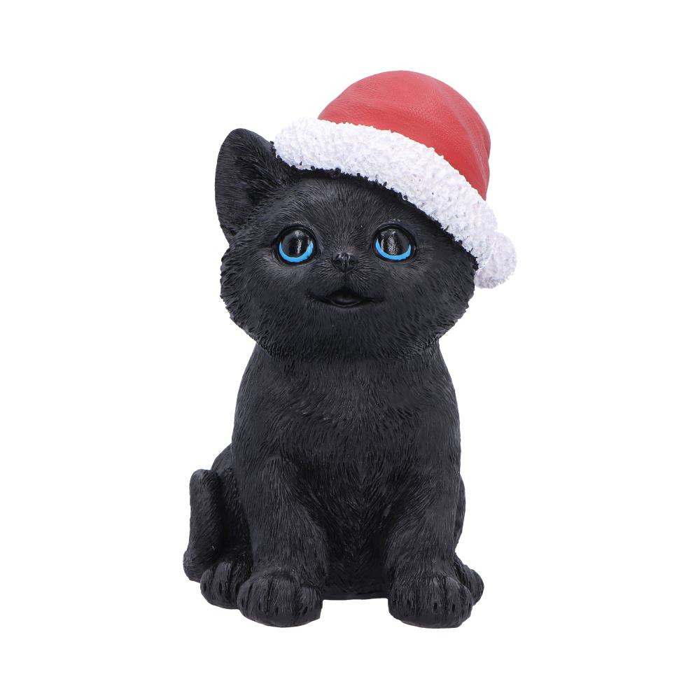 This charming 18cm cat with Santa hat figurine from Nemesis Now features a cheerful black cat with striking blue eyes and a happy expression, making it a perfect festive addition to your home. Expertly cast in high-quality resin and hand-painted, it showcases a vibrant red Santa hat that stands out beautifully against the cat’s sleek black fur. Carefully packaged to ensure it arrives safely, it’s ideal for gifting or displaying straight away. Perfect for cat lovers, Christmas decor enthusiasts, and collectors alike, this delightful piece is sure to bring a touch of warmth, character, and festive cheer to your seasonal decor.