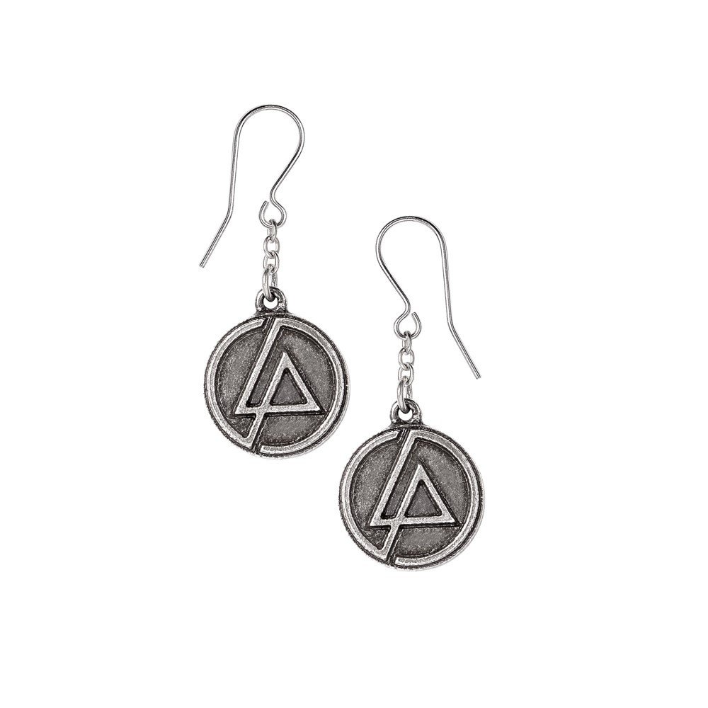 Celebrate the legacy of one of rock's most influential bands with these bold Linkin Park circle logo dangler earrings. Featuring the band's iconic LP emblem in handcrafted antiqued pewter, these earrings are suspended from fine chain links, giving them sleek movement and a striking alternative edge. Designed for fans who wear their music with pride, these earrings fuse minimalist design with Linkin Park's signature intensity perfect for concerts, festivals, or daily wear with a rock-inspired twist. Lightweight yet powerful, they're made to turn heads while staying true to the band's boundary-pushing sound. • Iconic Linkin Park circle logo in antiqued pewter • Dangler earrings with fine chain links for subtle motion and style • Handmade in England from high-quality English pewter • Comfortable, lightweight, and full of rock attitude • A must-have for Linkin Park fans, alt-rock lovers, and bold dressers • Official licensed merchandise Honour the music and legacy of Linkin Park with these handcrafted pewter earrings, understated, powerful, and crafted for those who live loud.