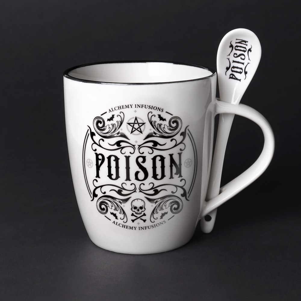 They said her tea was sweet, too sweet. Beneath the swirling steam, secrets brewed. This vessel, marked Poison, was crafted by those who understand that beauty can deceive and danger can delight. The curling patterns and sacred symbols whisper of alchemy and temptation, while the skull and crossbones stand as both warning and allure. Each sip is a spell, each stir a choice, is it poison... or just the taste of power? Drink if you dare!