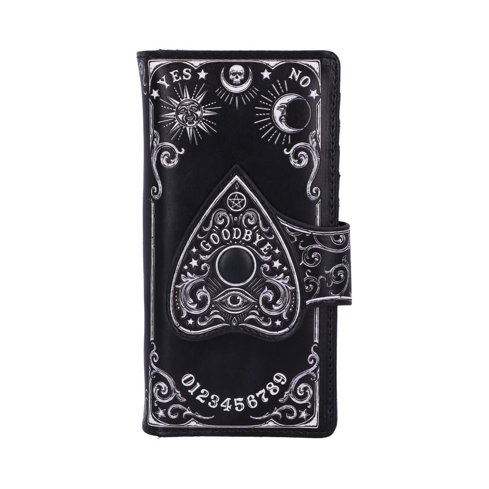 Spirit boards have long been one of the most powerful occult tools there is and are the inspiration behind this incredibly detailed piece. Featuring a planchette which acts as the clasp of the purse, alongside the numbers 0 to 9 and the words YES and NO. This beautiful embossed detailing enhances the magic and creates a striking 3d effect.