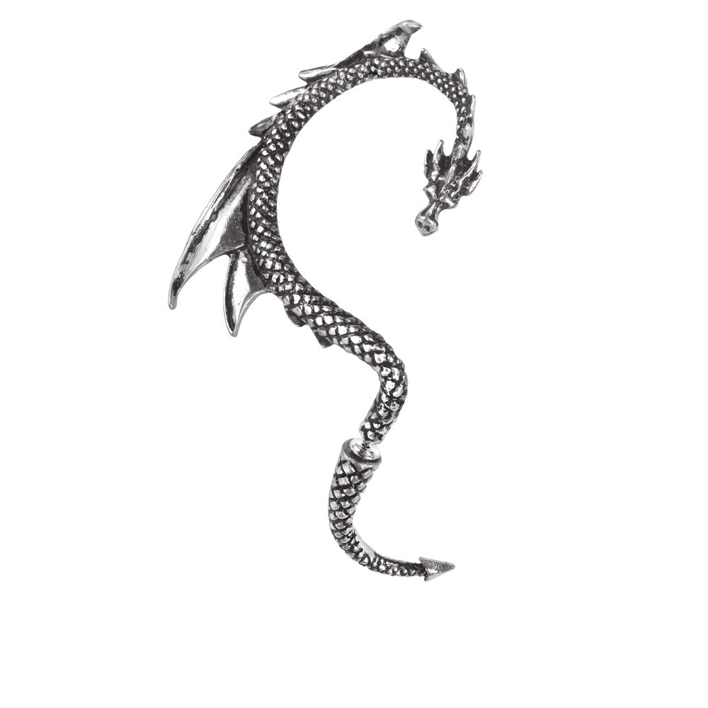 Like a whispering shoulder devil or a witch's familiar, this dragon, piercing through the ear lobe, tempts the wearer into acts of shameful depravity.