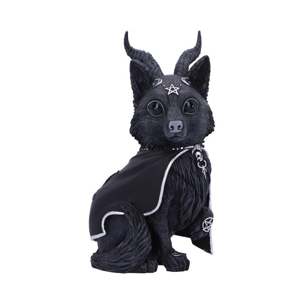 The Cult Cuties Lycarion by Nemesis Now is a 13cm gothic collectible that blends mystical style with adorable charm. Dressed in a black cape detailed with silver gothic symbols, Lycarion is crafted from high-quality resin and hand-painted for a striking finish. It comes packaged in a full colour Cult Cuties, making it perfect for gifting or display. Ideal for fans of fantasy, alternative decor, and occult-themed collectibles, this little figure brings a bold touch of dark magic to any space. Add a hint of mystery and mischief to your collection with Lycarion.
