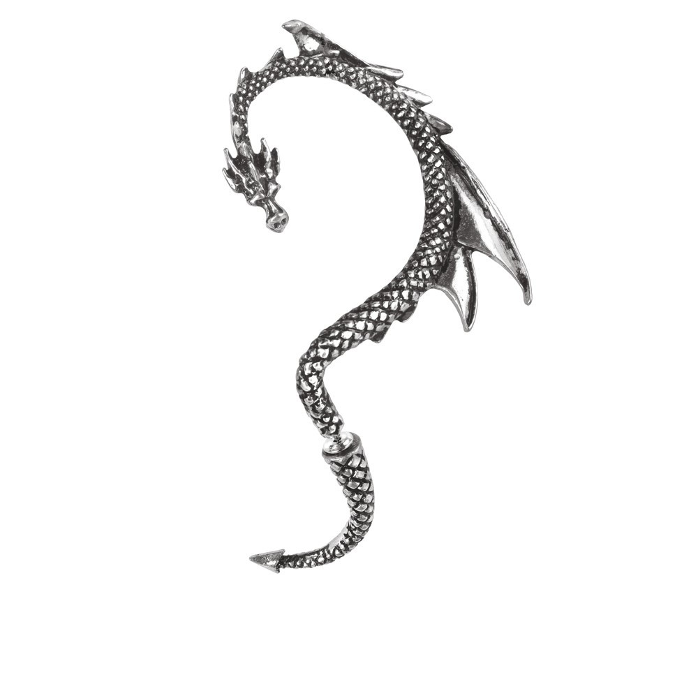 Like a whispering shoulder devil or a witch's familiar, this dragon, piercing through the ear lobe, tempts the wearer into acts of shameful depravity.