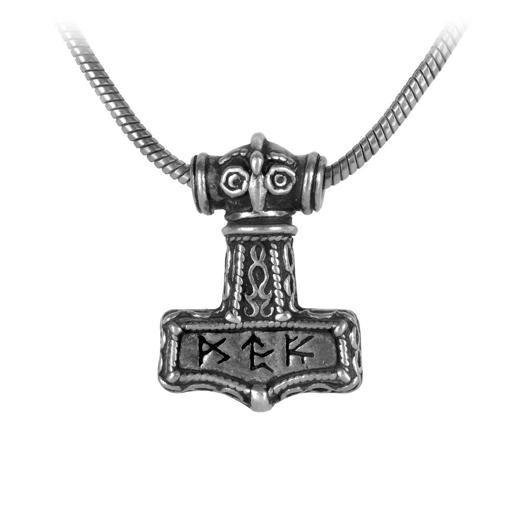 Authentically styled Scandinavian Thor's Hammer, incised with powerful bindrunes to command energy, courage, potency and conquest.