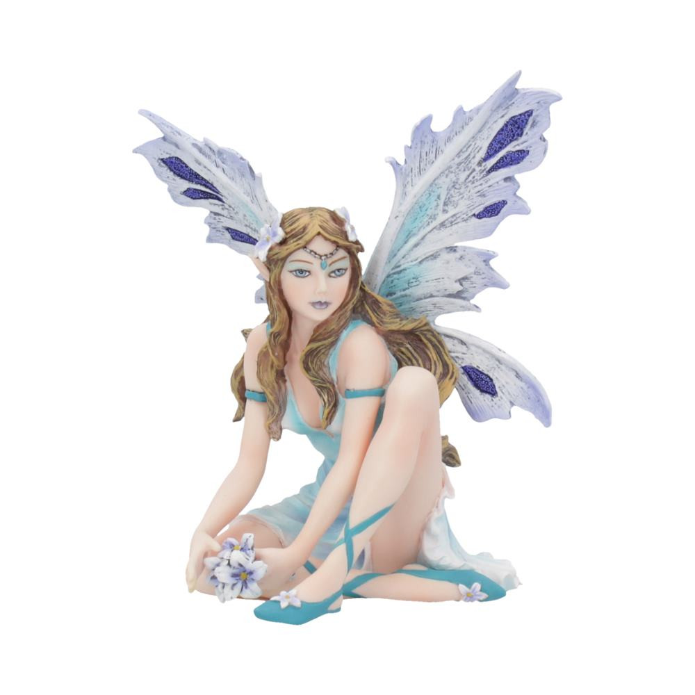 From alternative brand Nemesis Now, this beautiful pastel Fairy would be a welcome addition to any mystic space. Her wings, spread behind her, are predominantly white with hints of turquoise and aubergine. Her outfit mirrors the icy blue shades of her wings and just manages to cover her modesty as she sits on the ground. Cast in the finest resin before being lovingly hand-painted, this enchanting piece would look great in anyone's Fairy collection.