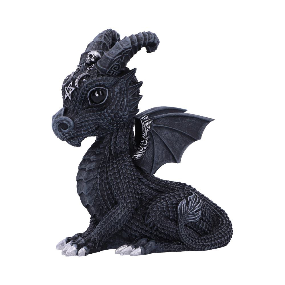 From the bewitching minds of Nemesis Now's in-house design team comes this adorable, wide-eyed, Lucifly the dragon figurine. This strange creature is the union of good and evil. As you look into its black eyes you notice that all is not as it seems, darkness resides within. Featuring occult symbology and ornate silver detailing, this adorable dragon rests their wings and gazes proudly out at all those who pass by. Cast in high-quality resin before being carefully hand-painted, this figurine is likely to be the cutest occultist you've ever seen.